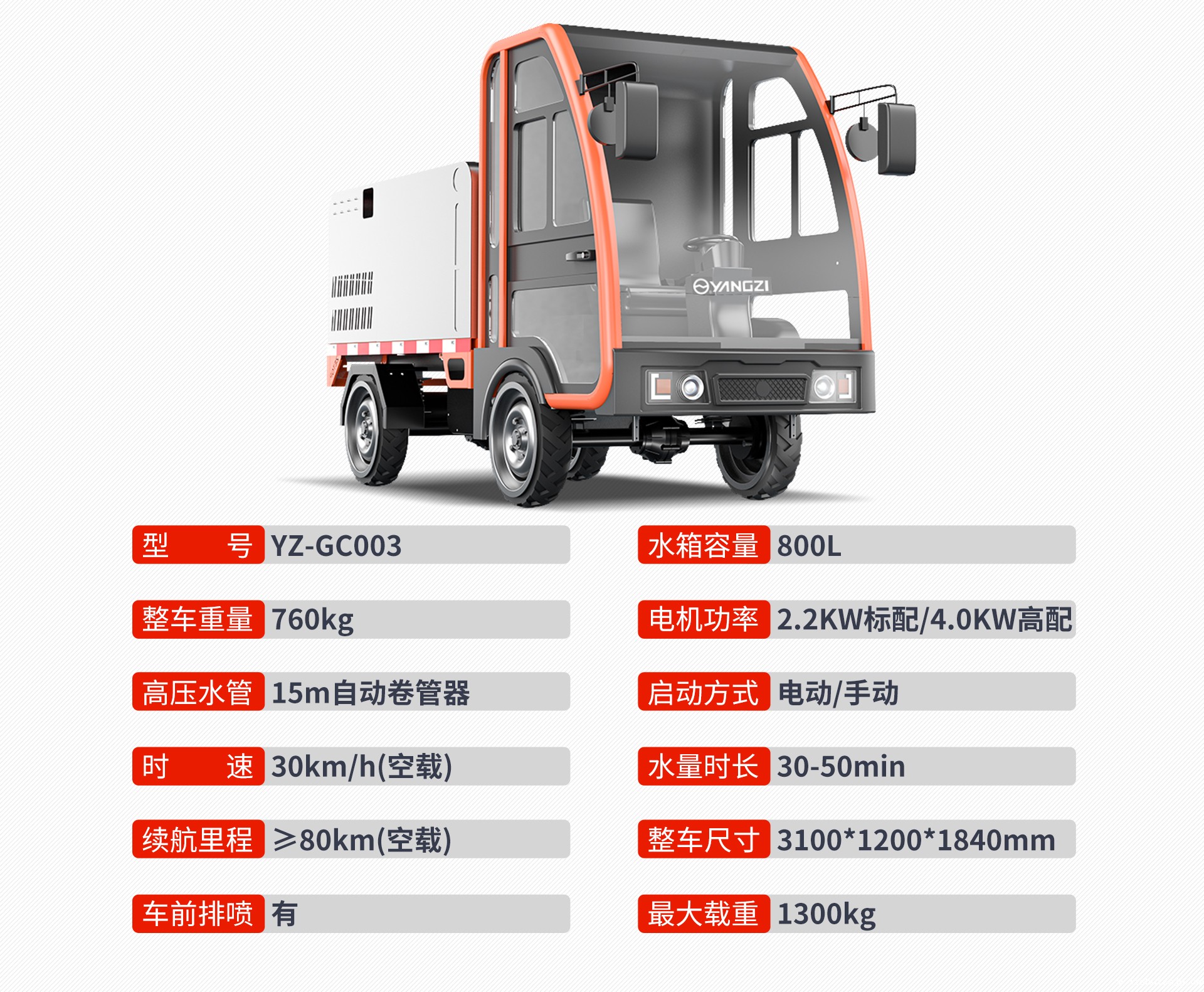 YZ-GC003四轮高压冲洗车